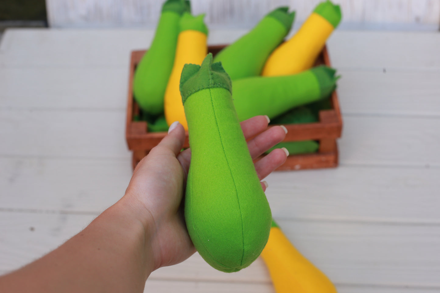 Zucchini play food, felt vegetable