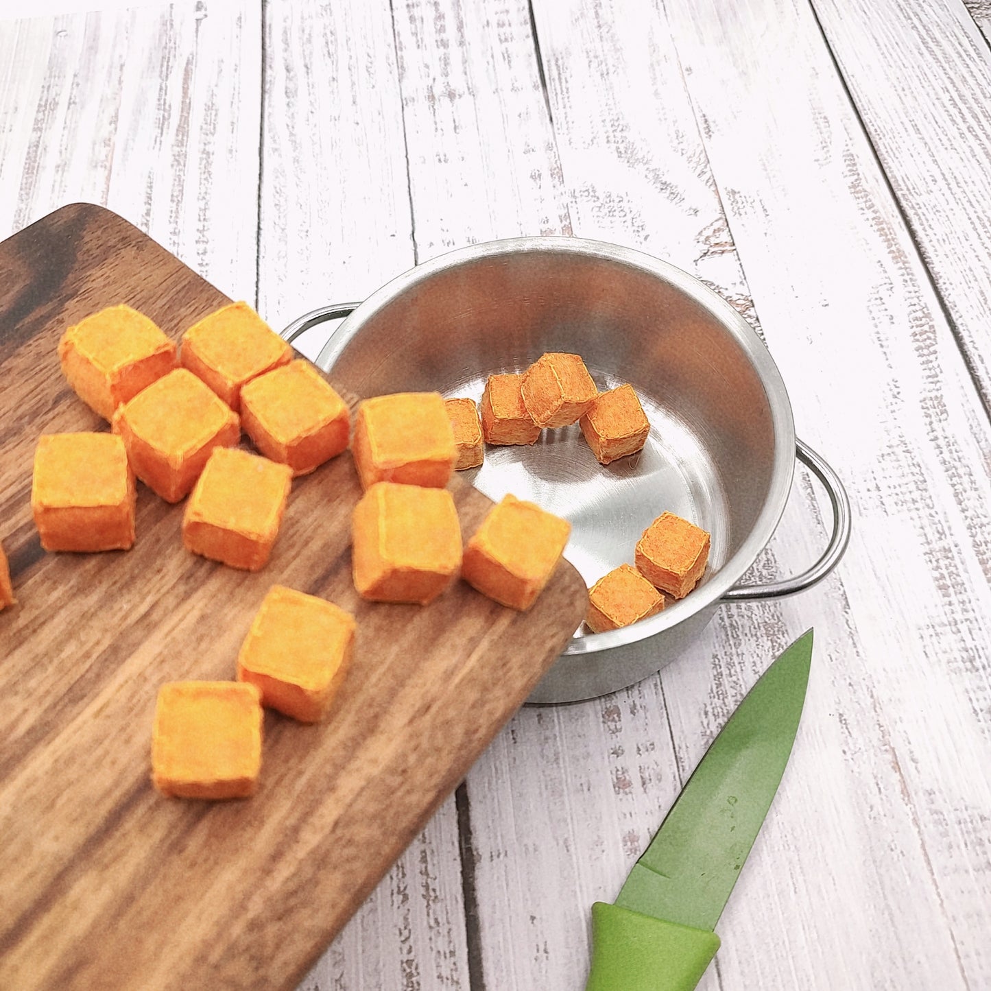 Carrot slice & cube, felt play food vegetable