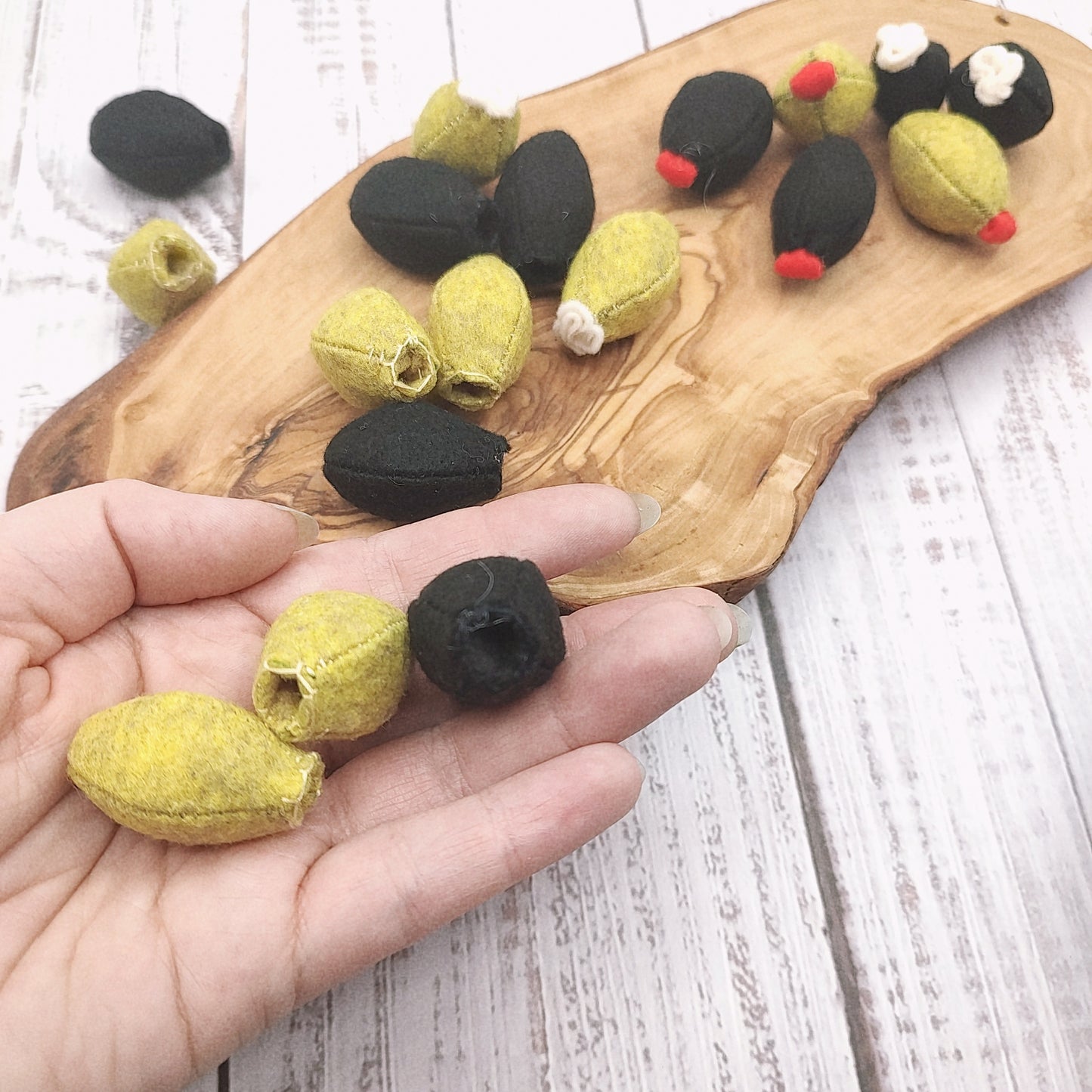 Felt olives (whole and stuffed)