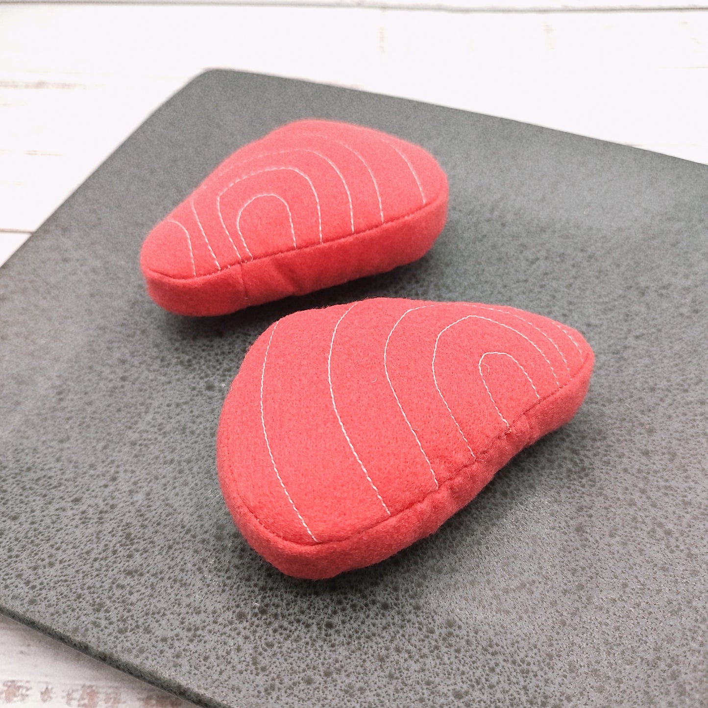 salmon fillet, tuna steak, cod fish play food (felt food, pretend play kids kitchen, plush toy)