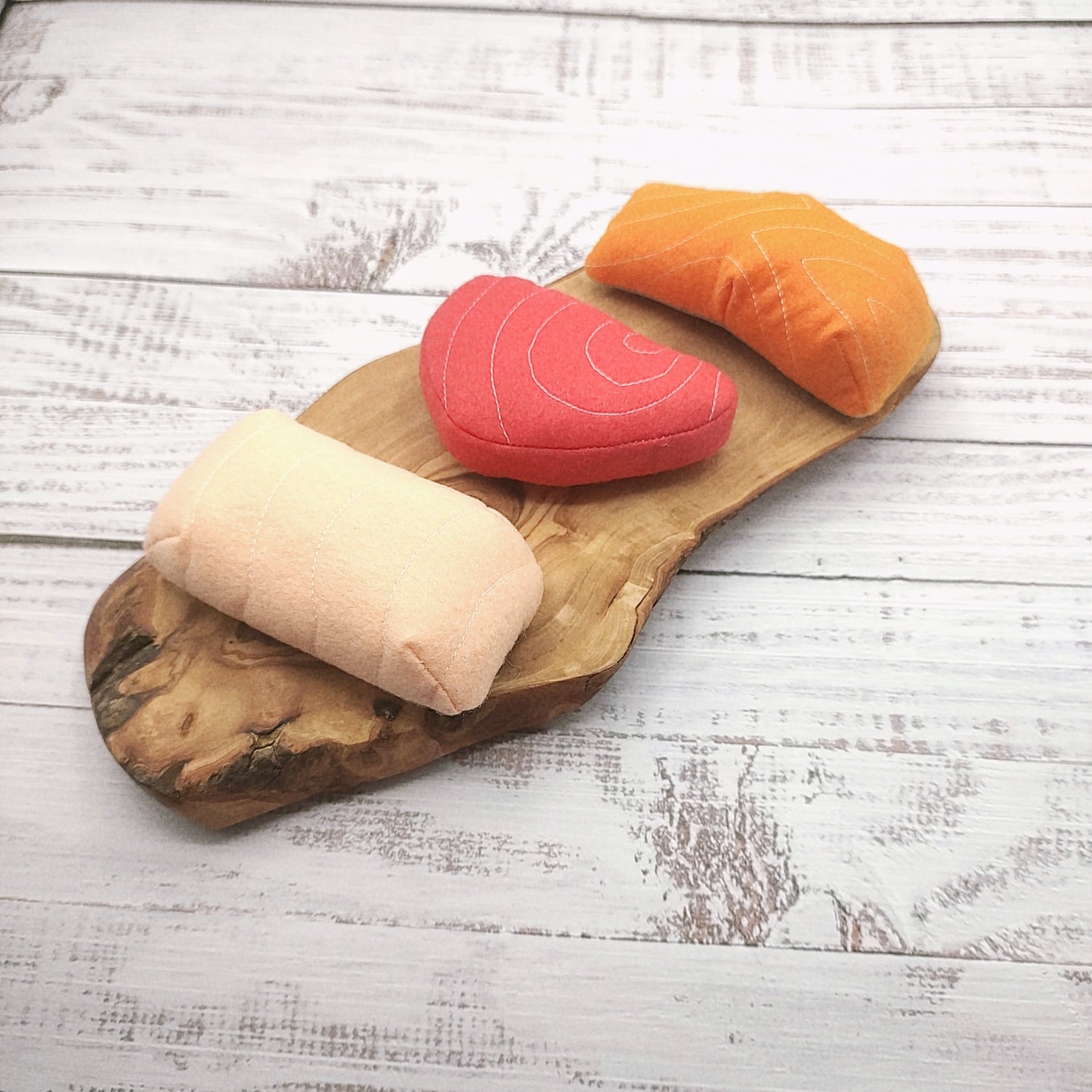 salmon fillet, tuna steak, cod fish play food (felt food, pretend play kids kitchen, plush toy)