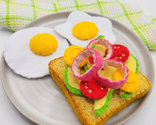 Avocado toast sandwich felt plush food toy pretend play kids breakfast