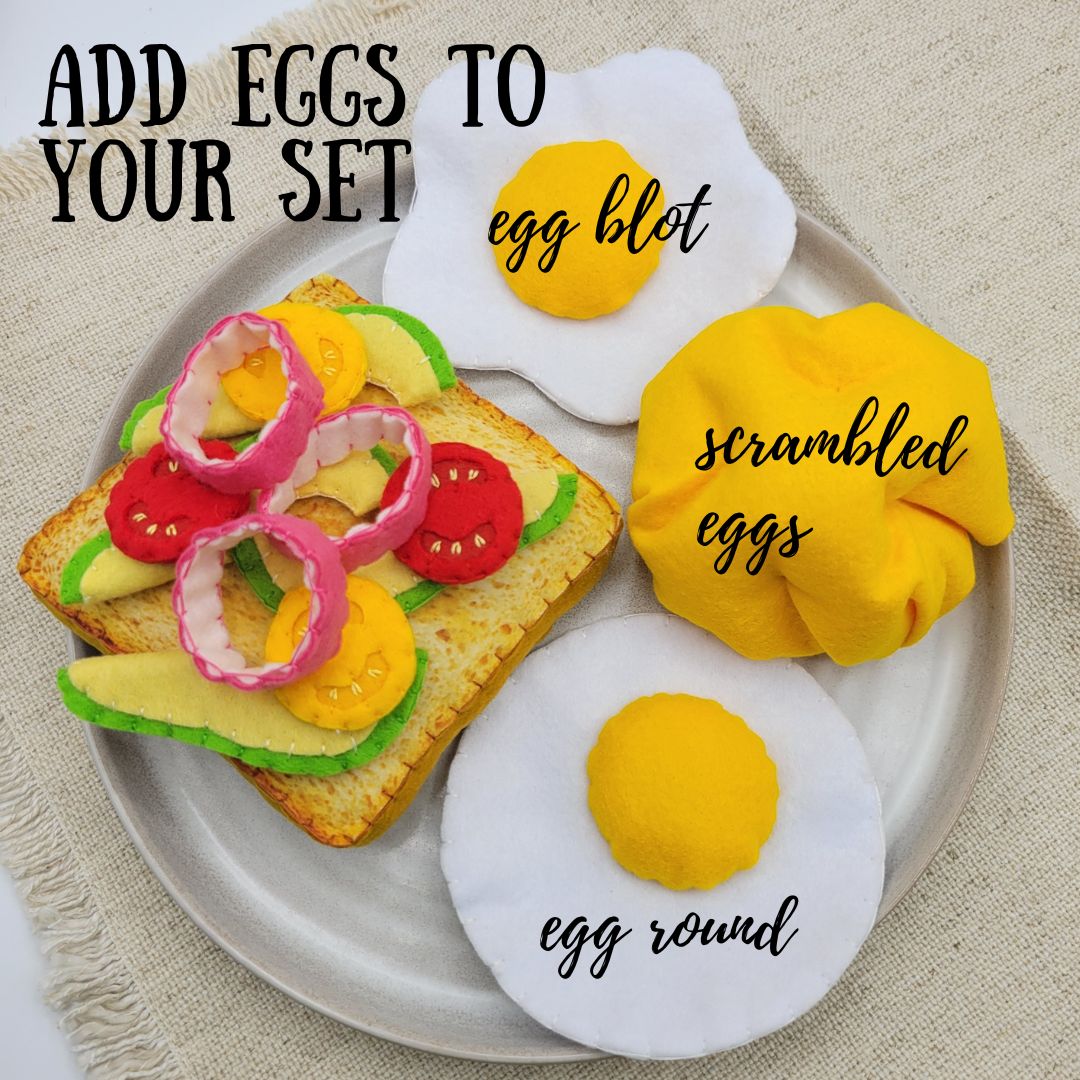 Soft avocado toast felt plush toy for kids play kitchen