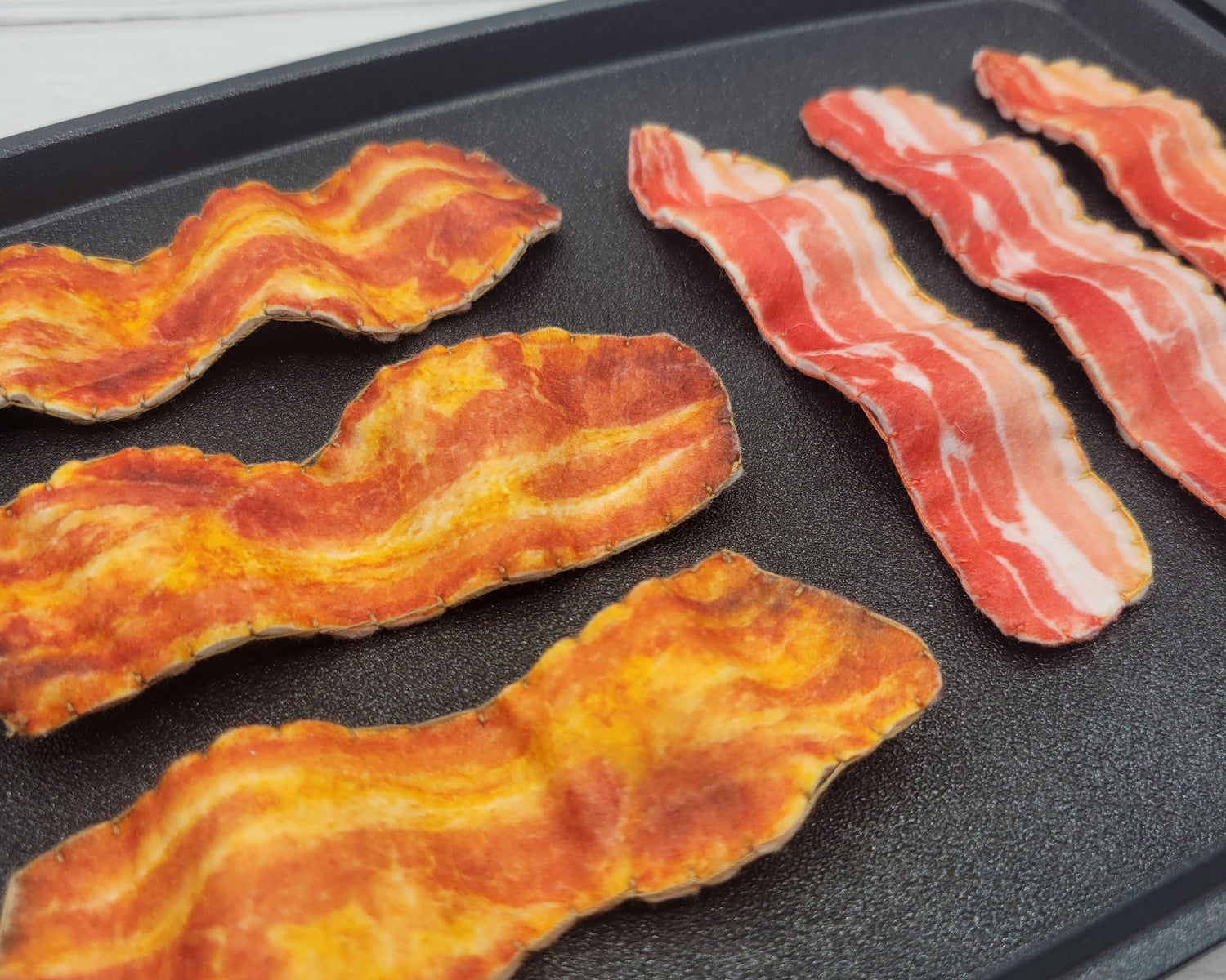 Bacon strips plush food breakfast toy pretend play kids kitchen