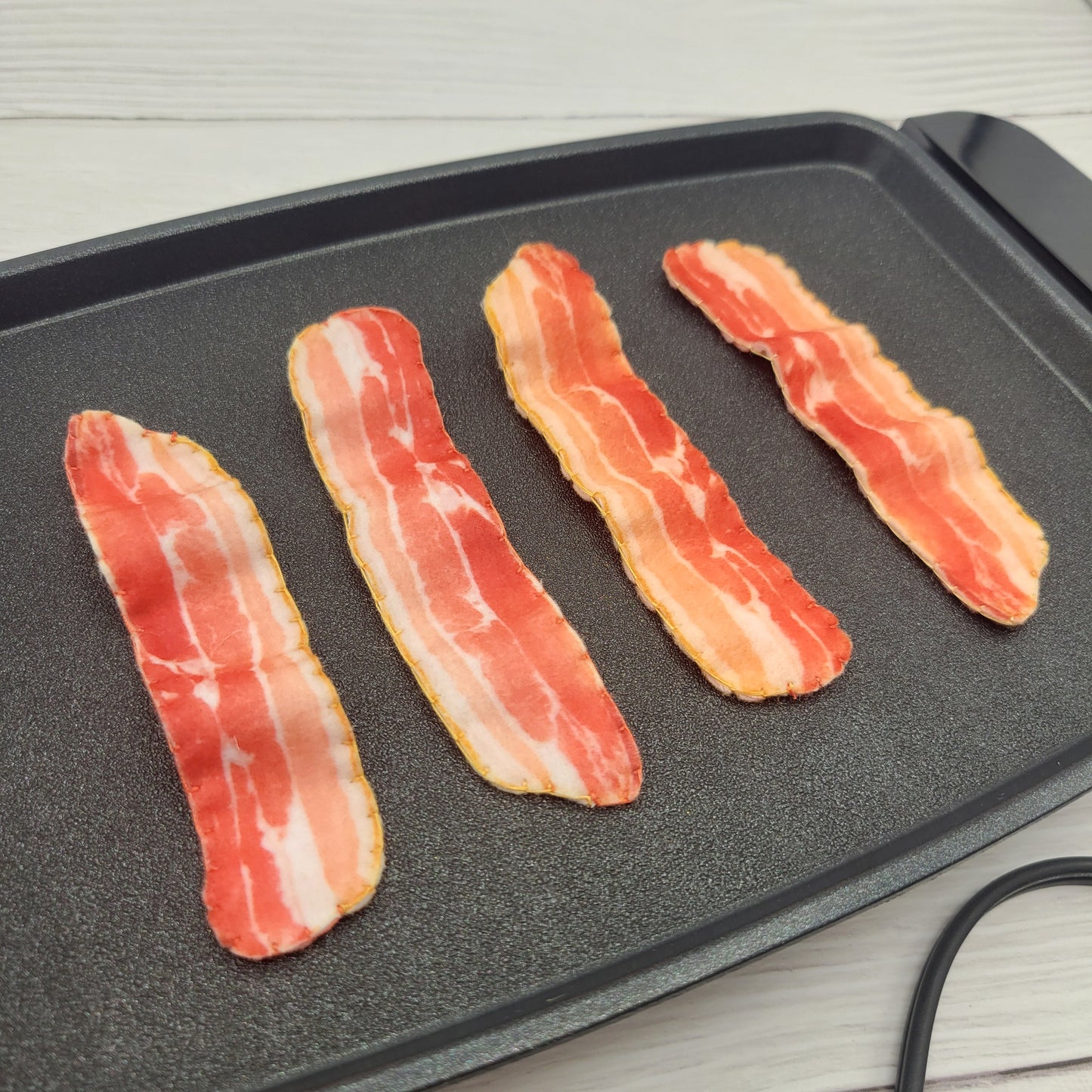 Soft bacon strips plush toy for kids play kitchen