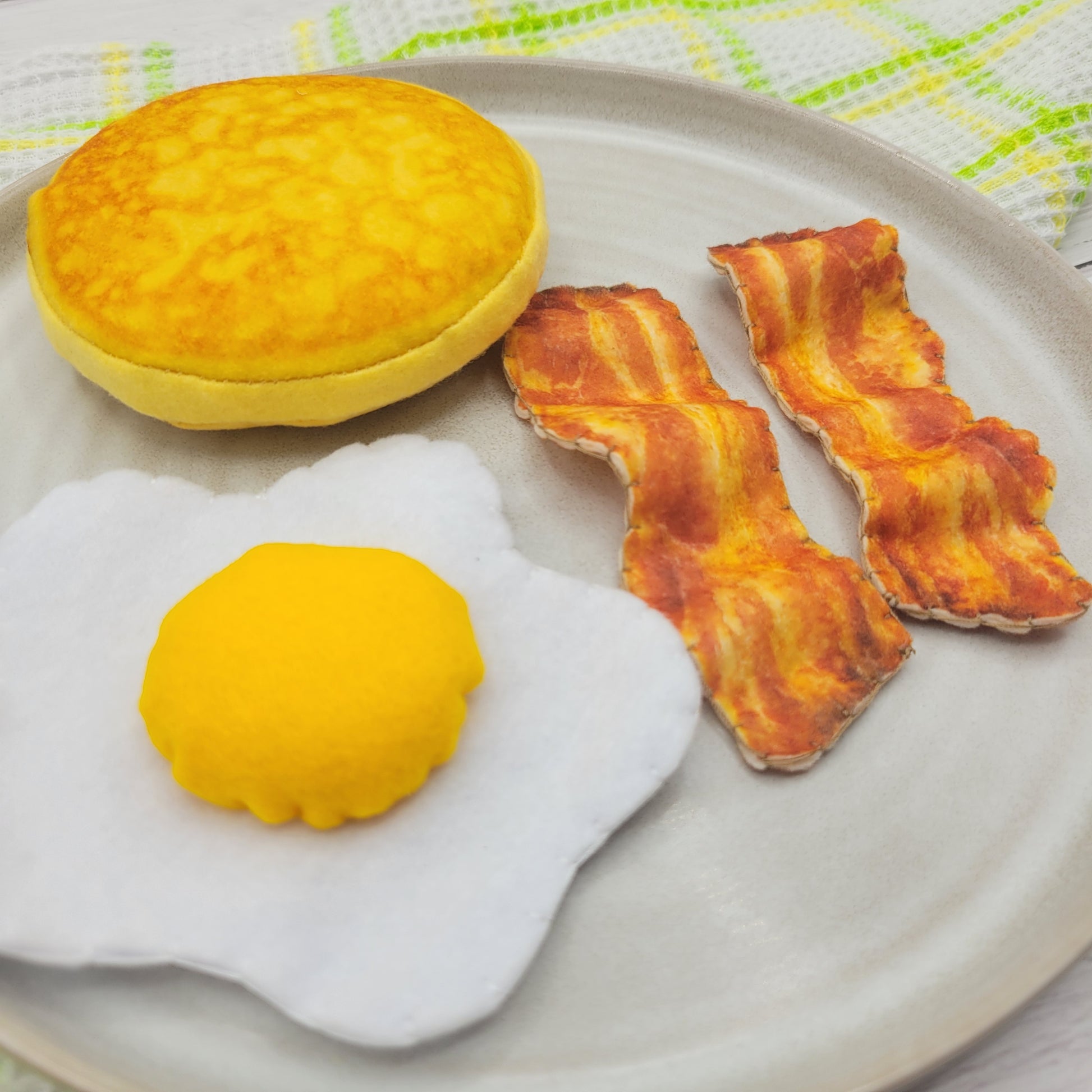 Breakfast pretend play felt bacon food accessory