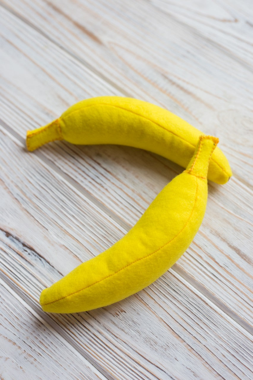 Soft banana plush toy for kids play kitchen