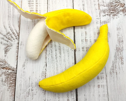 Banana felt plush food toy pretend play kids kitchen