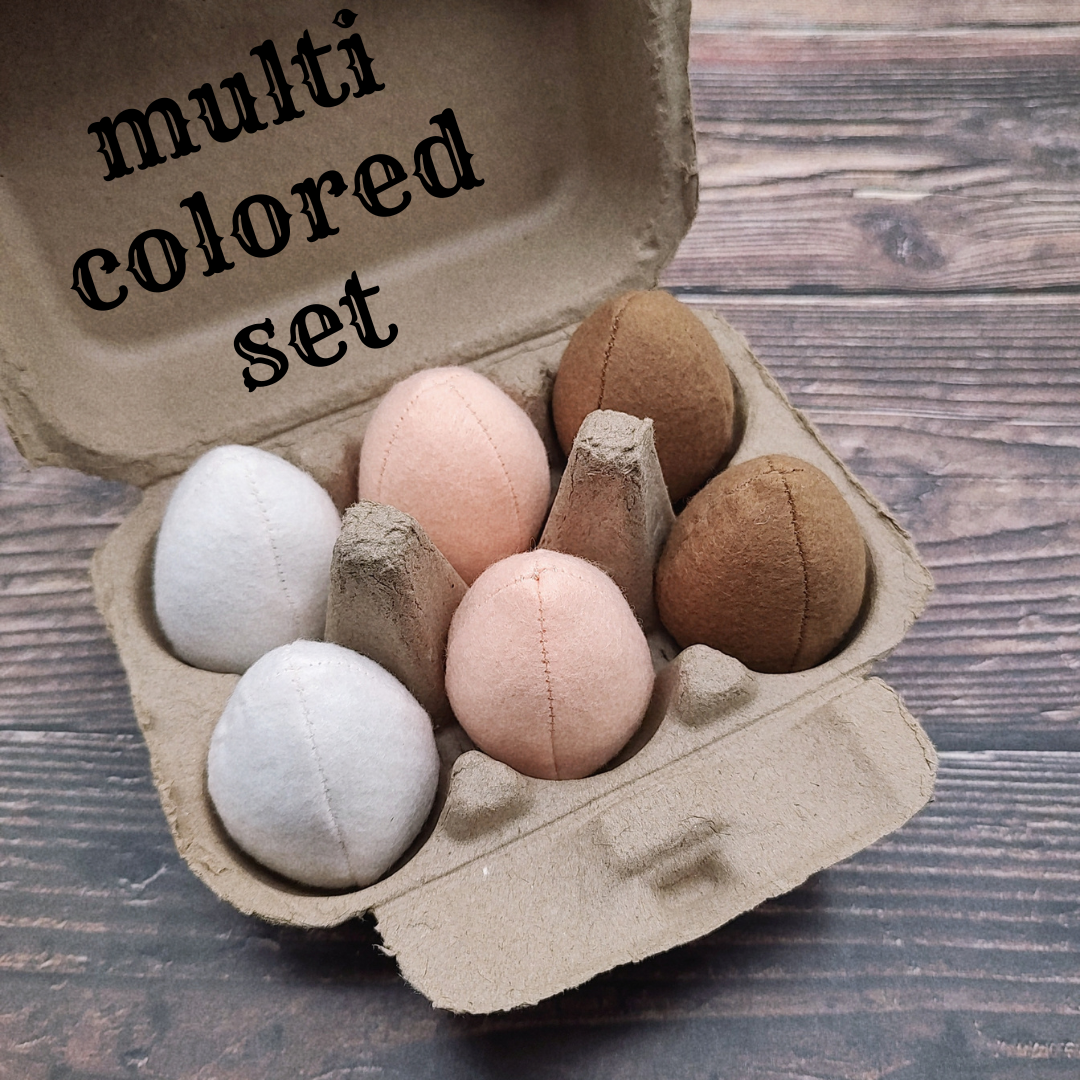 Felt egg plush toy in play shop setup