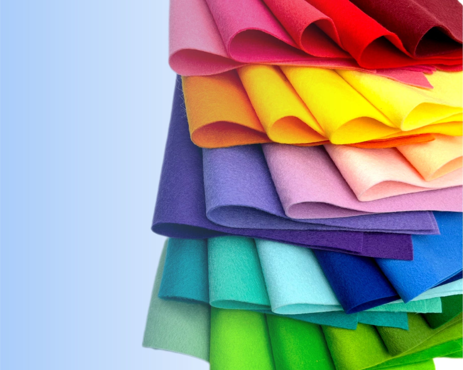Polyester soft felt sheets stack of colors