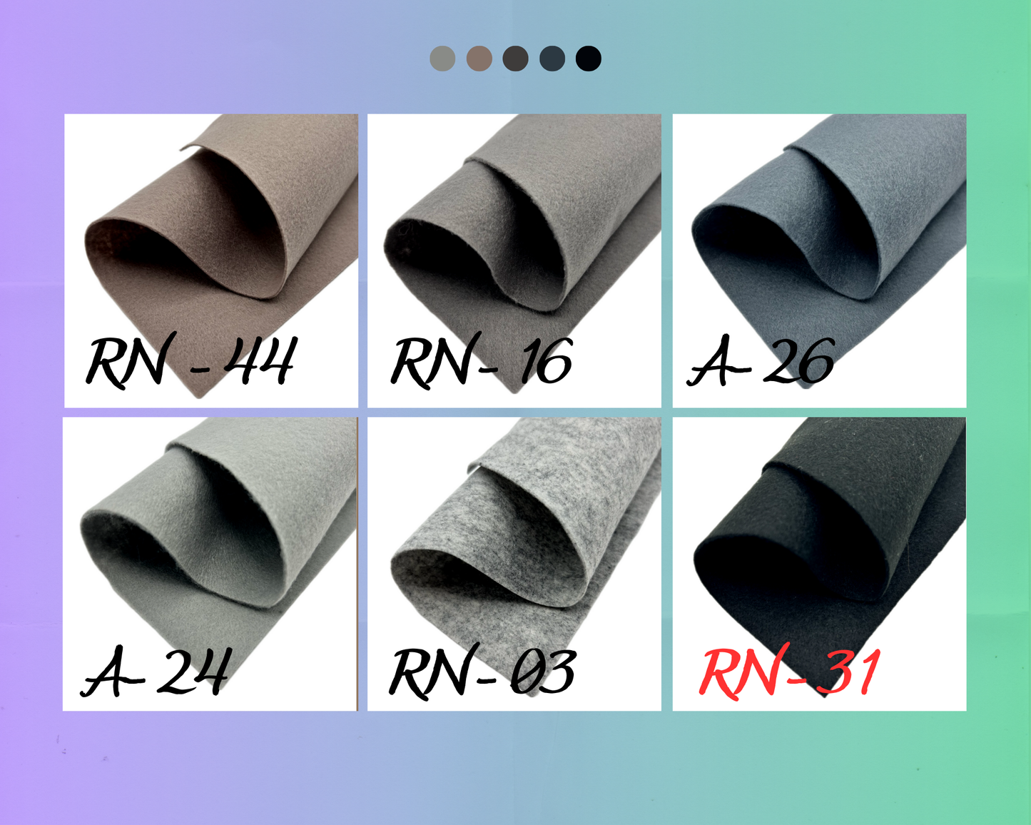 Felt sheets combined by gray color