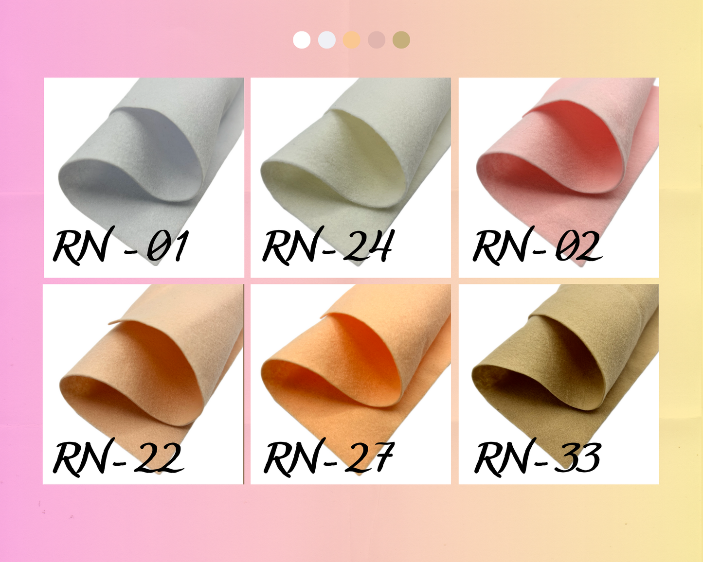 Soft felt sheets in pink and beige palette