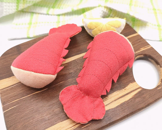 Lobster tail plush food toy pretend play kids kitchen