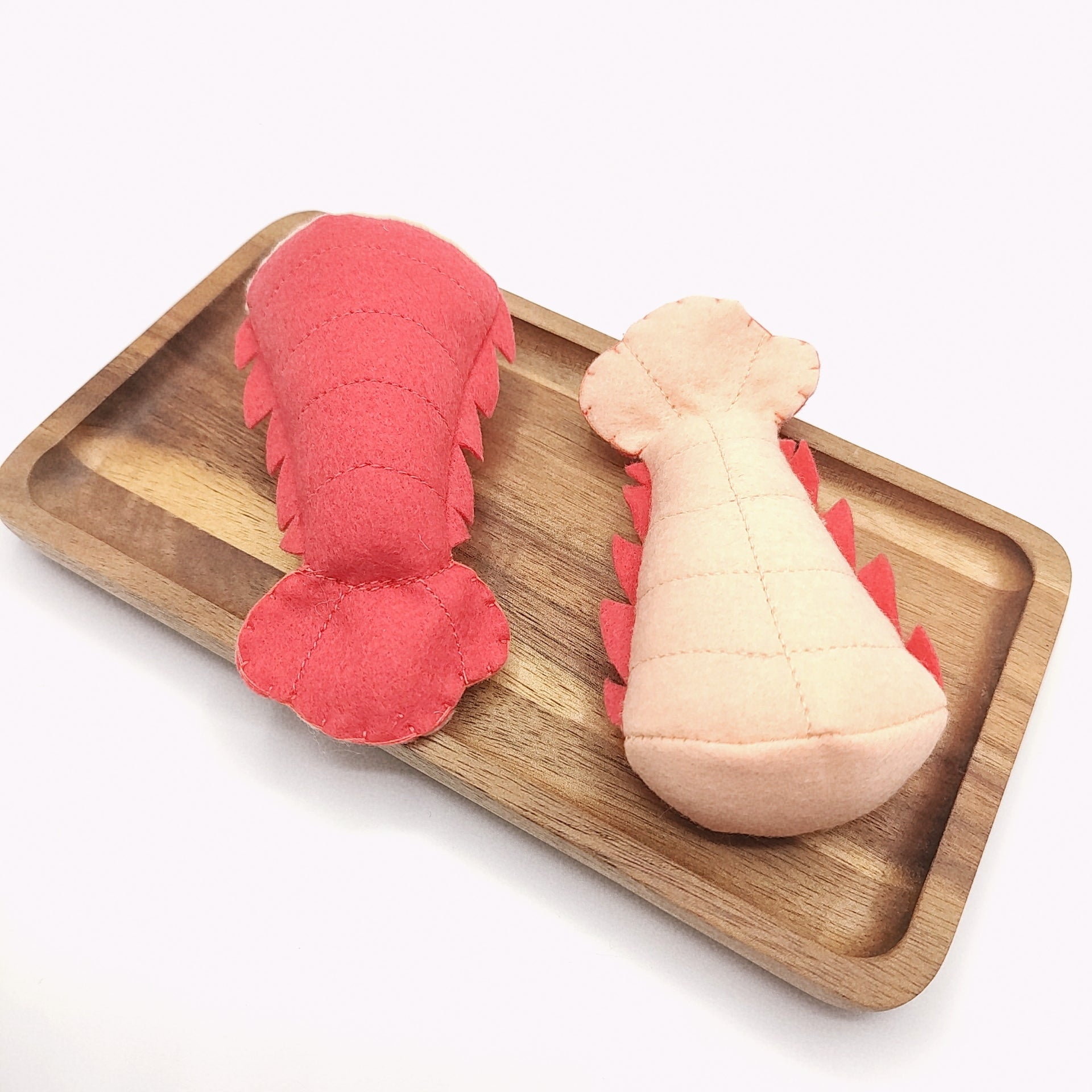 Lobster tail plush toy with other pretend play foods