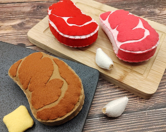 Meat Steak Rib-Eye Plush Toy Pretend Play Food – Front View