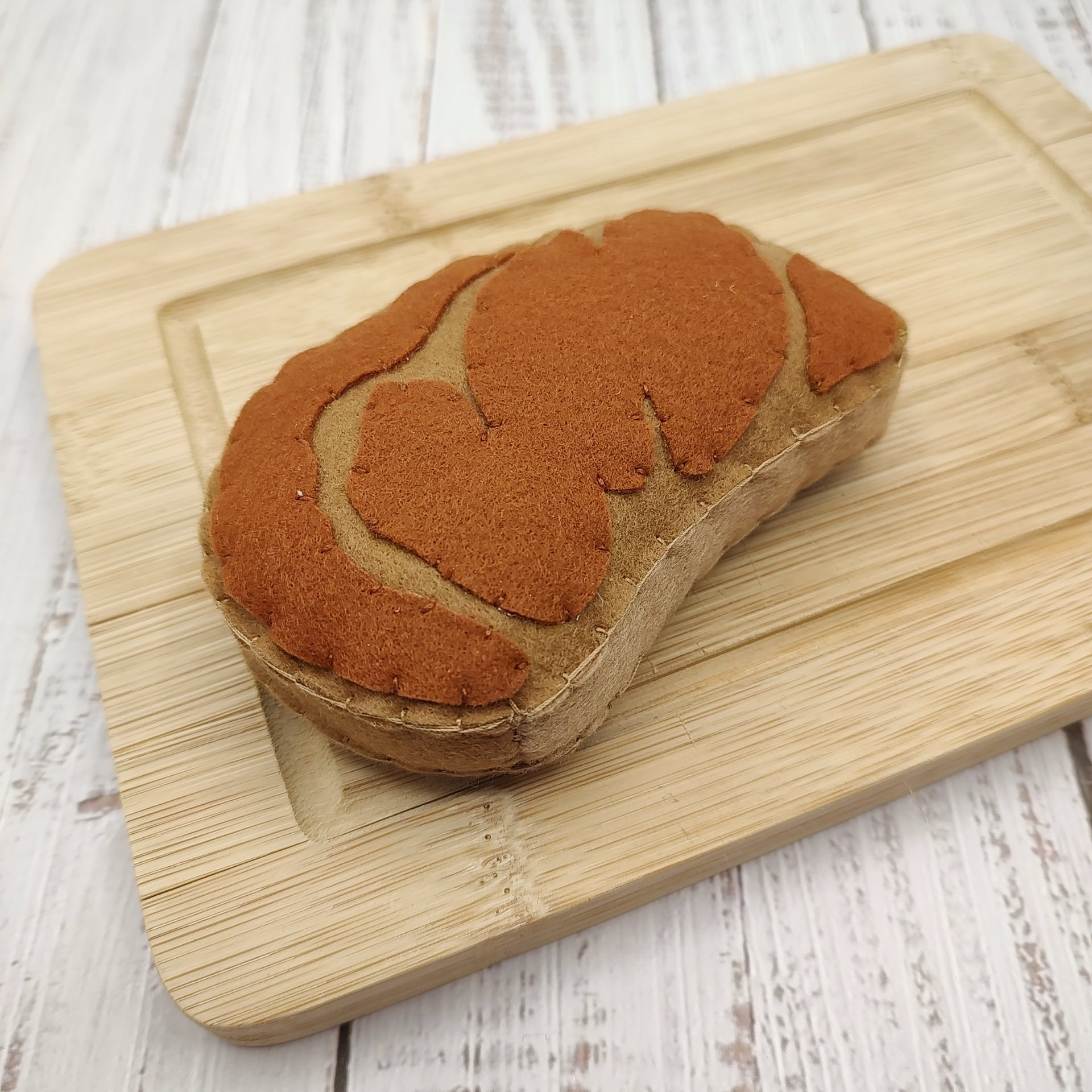 Close-Up of Plush Rib-Eye Steak Pretend Food Toy