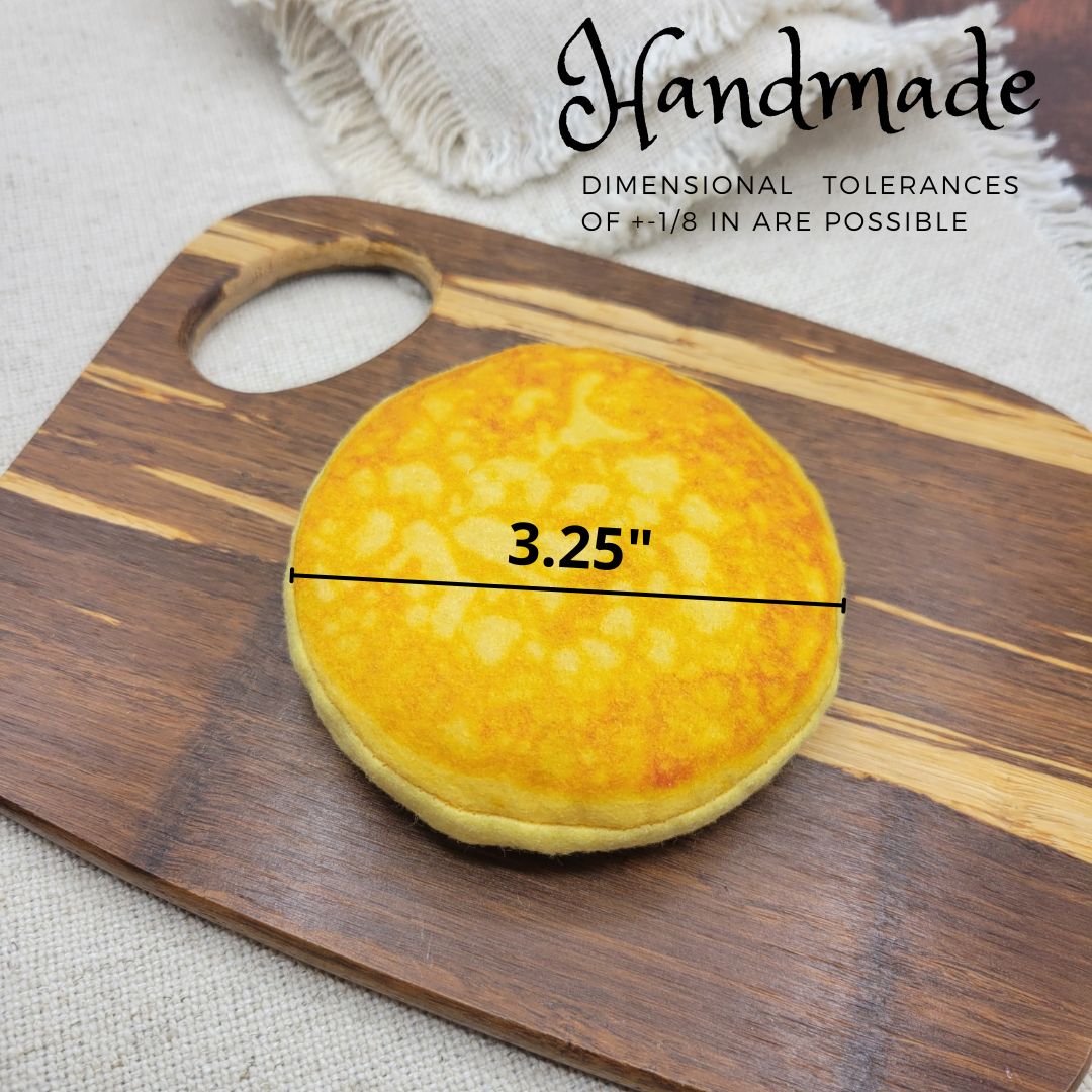 Felt pancake plush toy in pretend play café setup