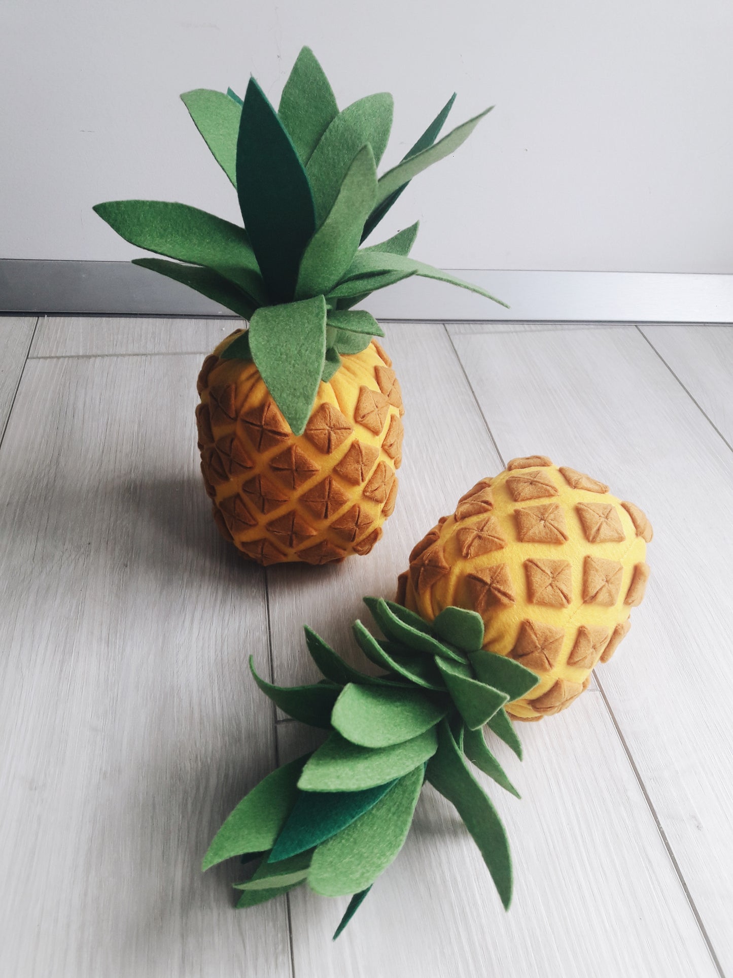 Close-up pineapple felt plush pretend food