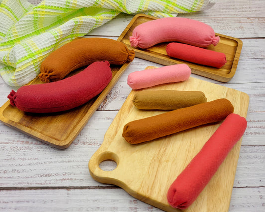 Sausage plush food toy pretend play kids kitchen felt toy