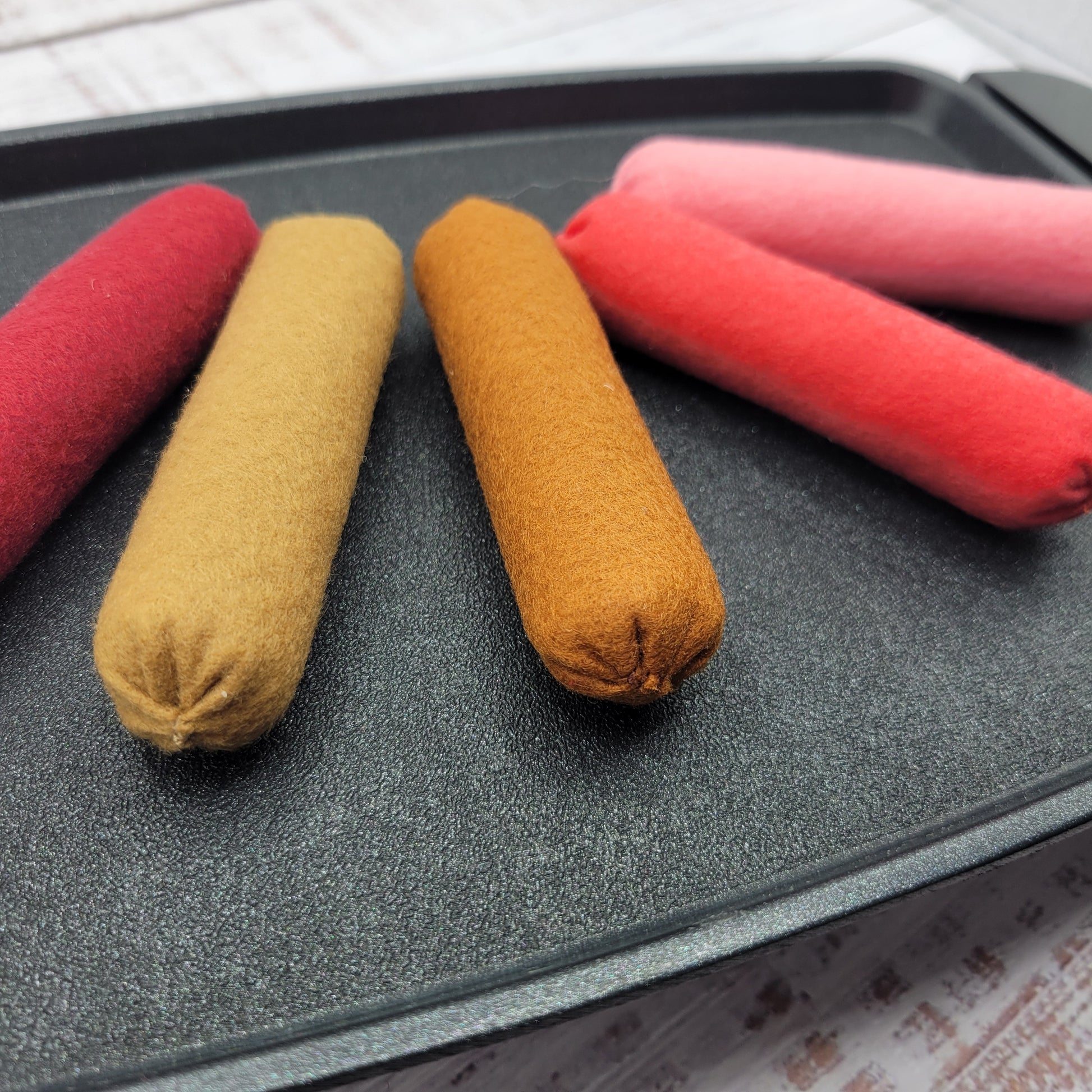 Soft felt sausage plush food for imaginative play