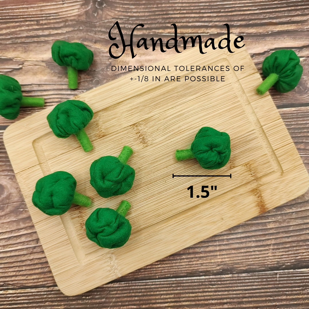 Broccoli, pieces of broccoli felt play food vegetable