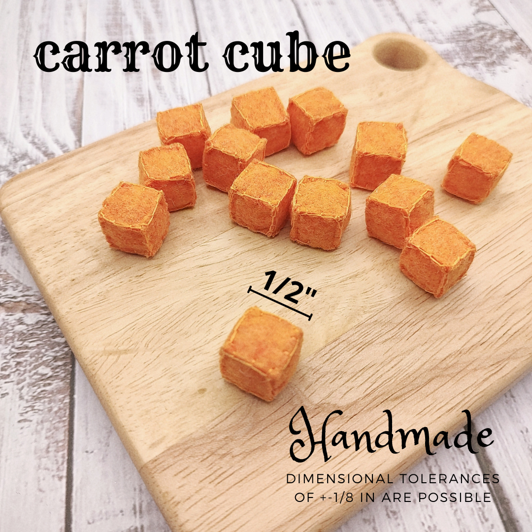 Carrot slice & cube, felt play food vegetable