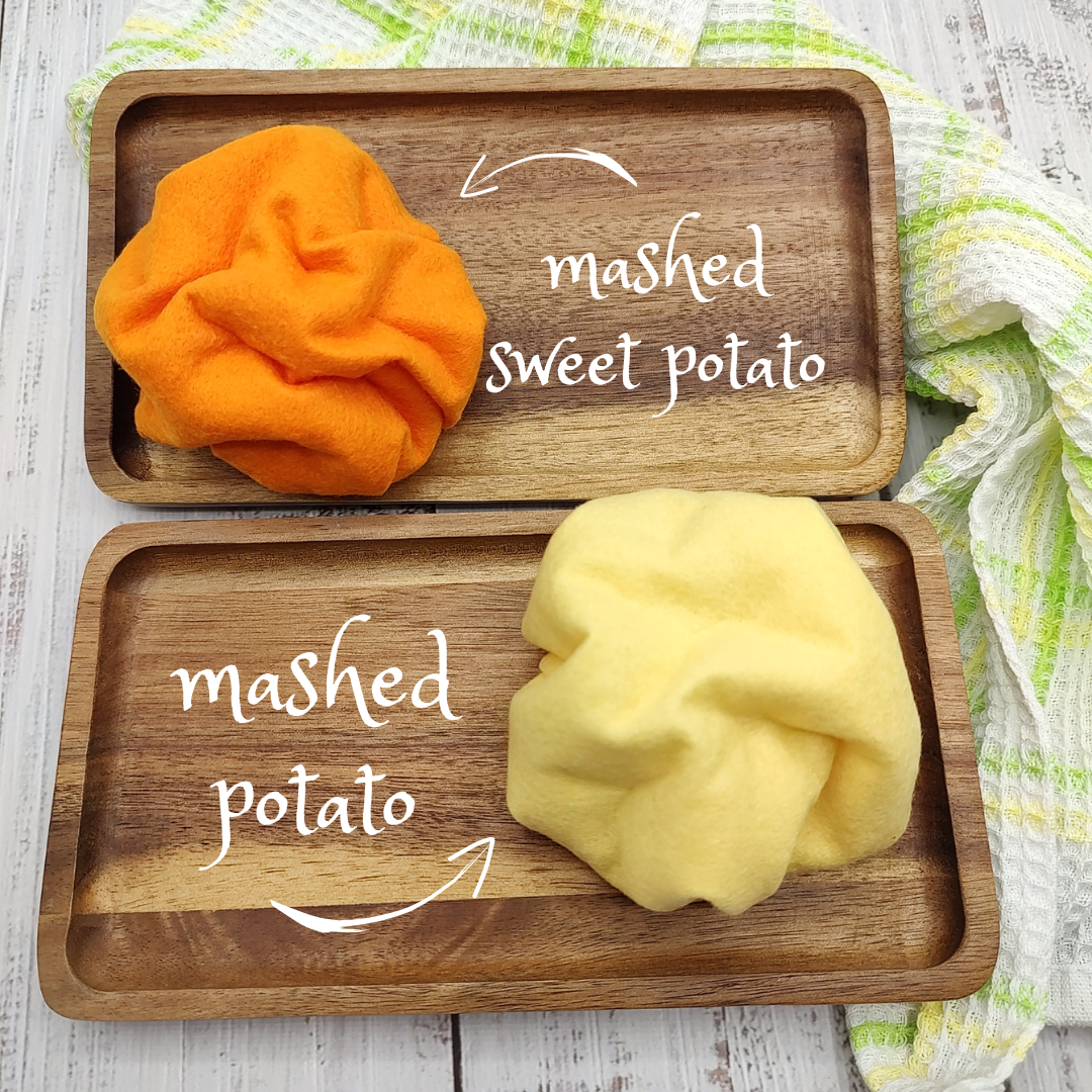 Boiled potato, mushed potato, play food