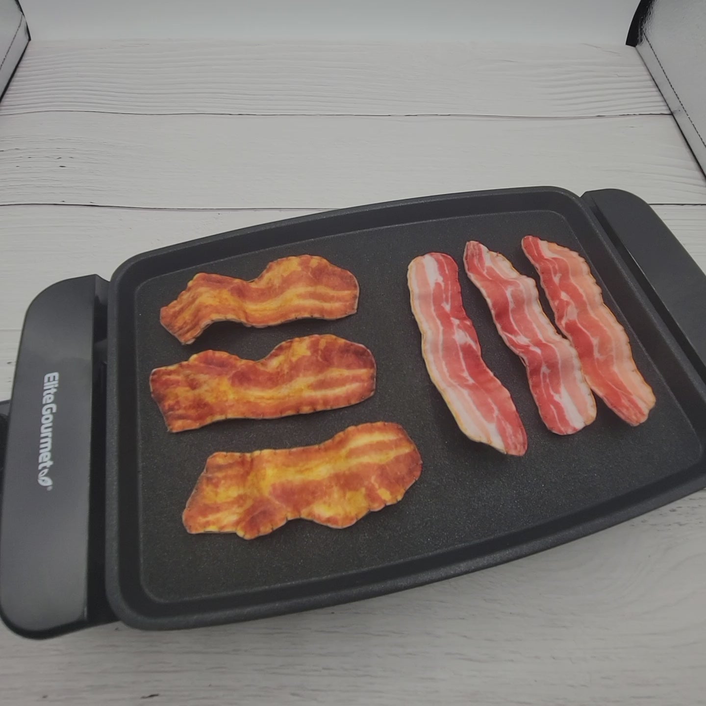 Soft bacon strips plush toy for kids play kitchen on video