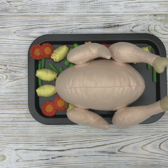 Chicken / turkey on magnets plush toy on white background