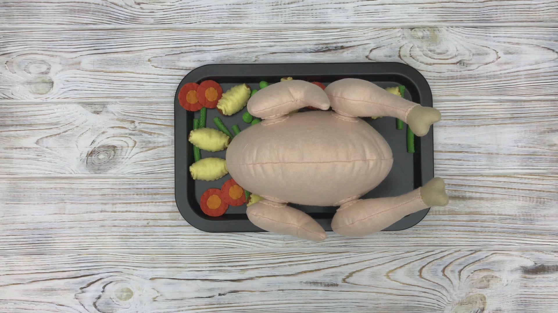 Chicken / turkey on magnets plush toy on white background