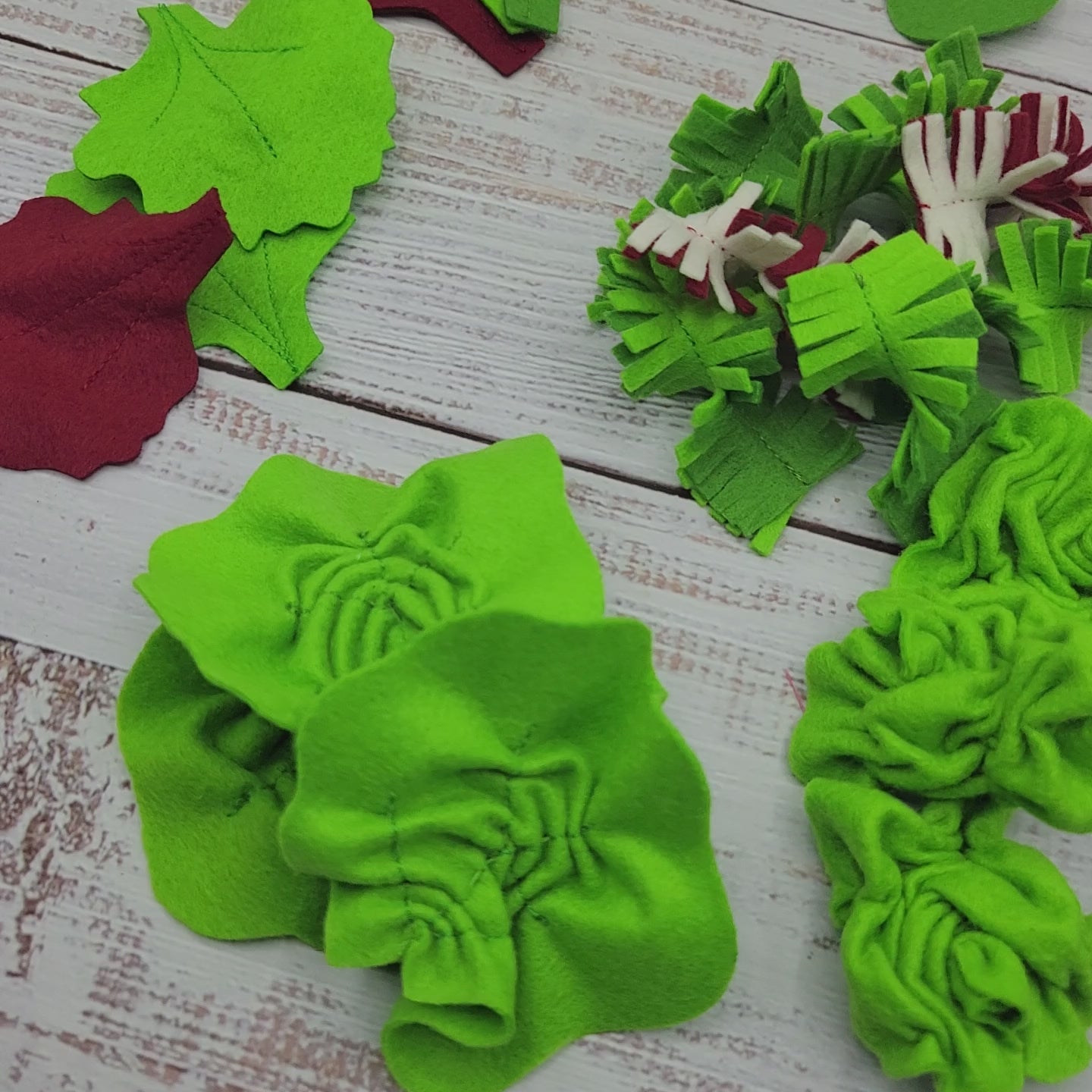 Pretend play felt salad leaves vegetable toy on video