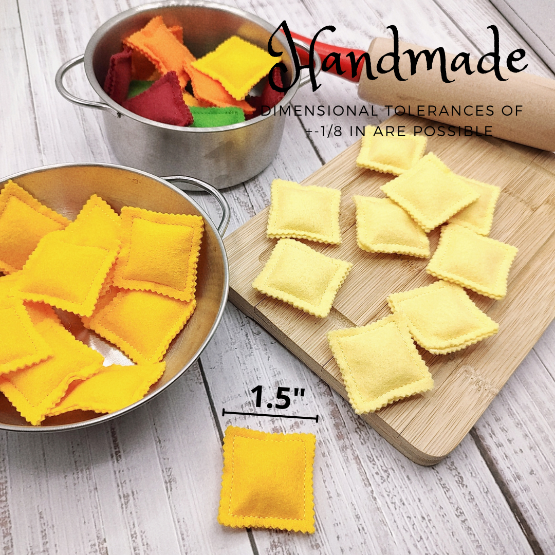 Ravioli pasta colored farfalle, bow tie play food