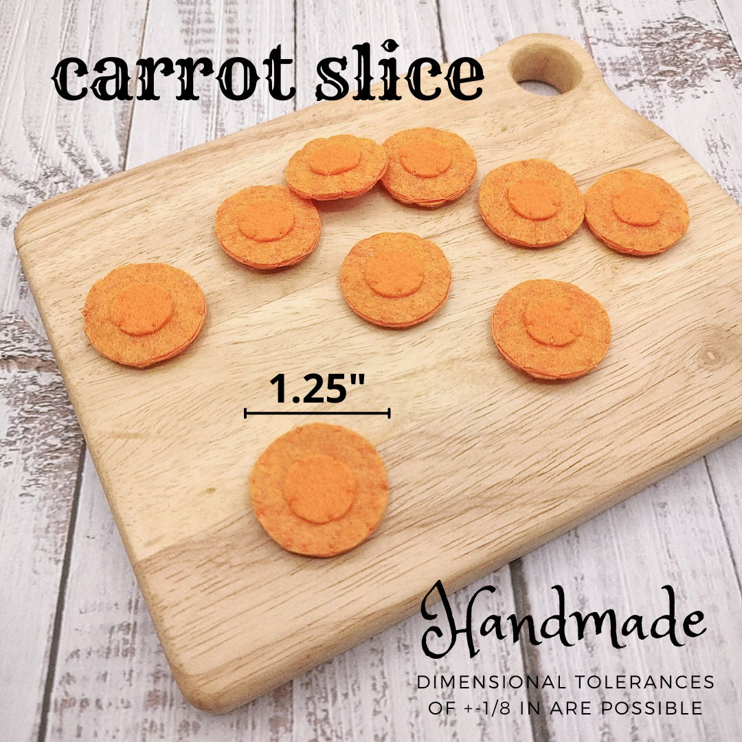 Carrot slice & cube, felt play food vegetable