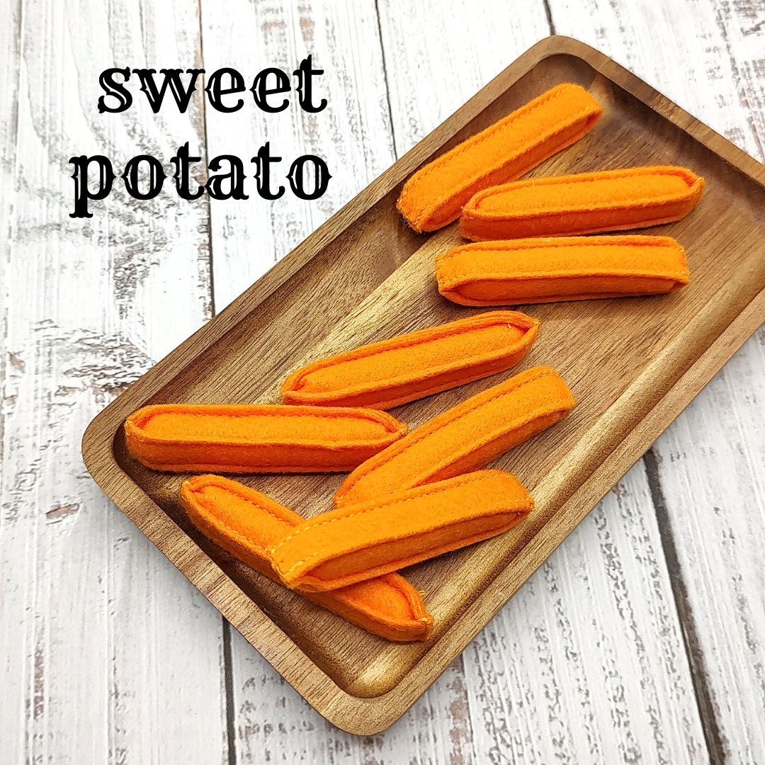 French fries, roasted sweet potato play food