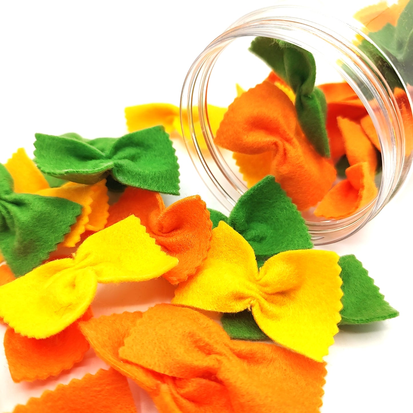 Pasta tri-color farfalle, bow tie play food