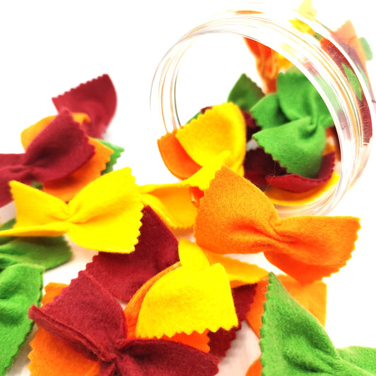 Pasta multi colored farfalle, bow tie play food