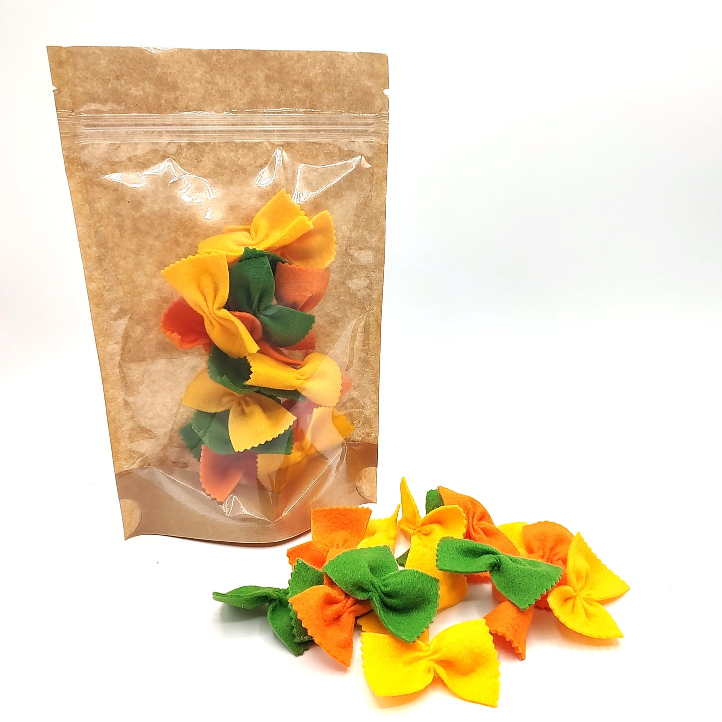 Pasta tri-color farfalle, bow tie play food