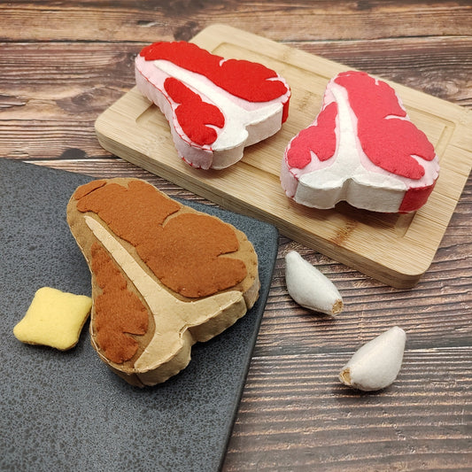 steak T-bone, felt play food