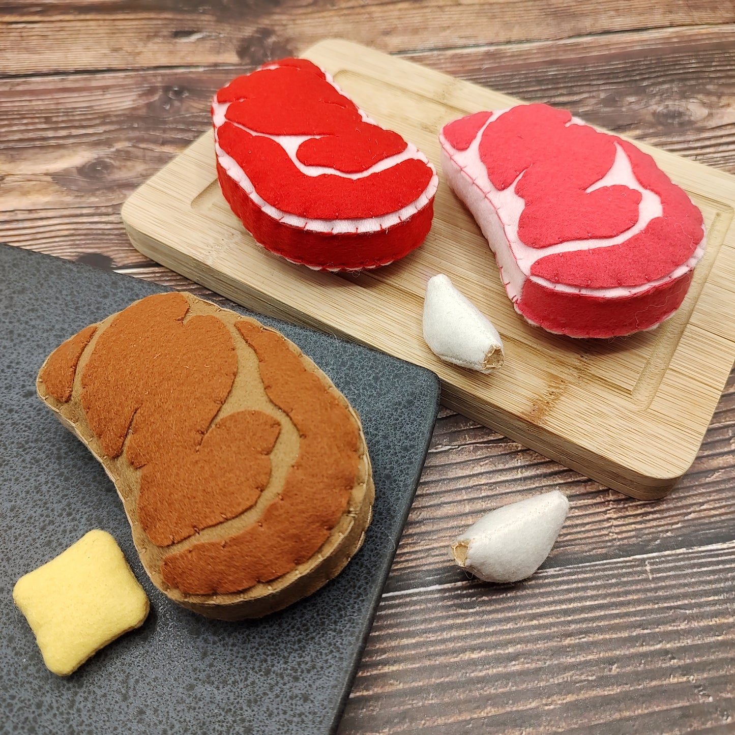 Steak Rib-eye, felt play food