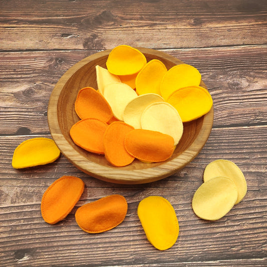 Potato chips, baked sweet potato play food