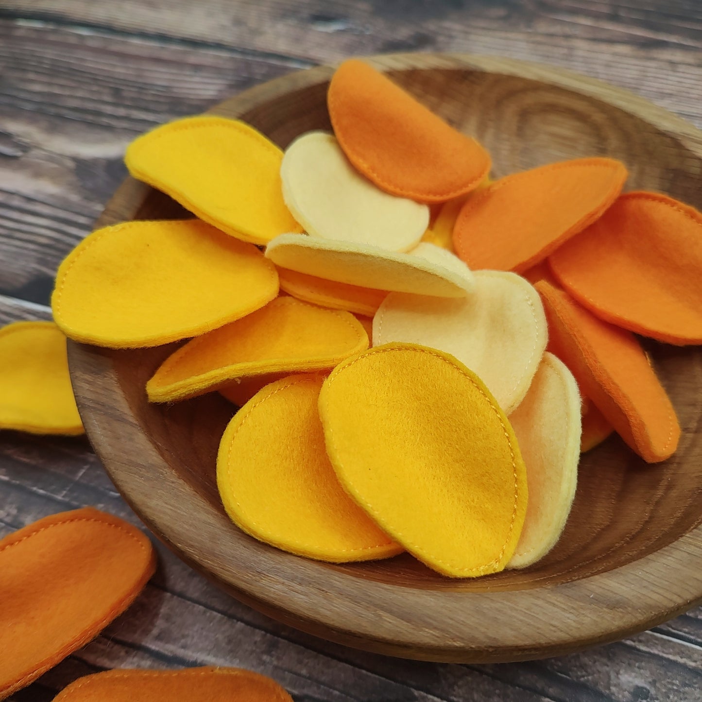 Potato chips, baked sweet potato play food