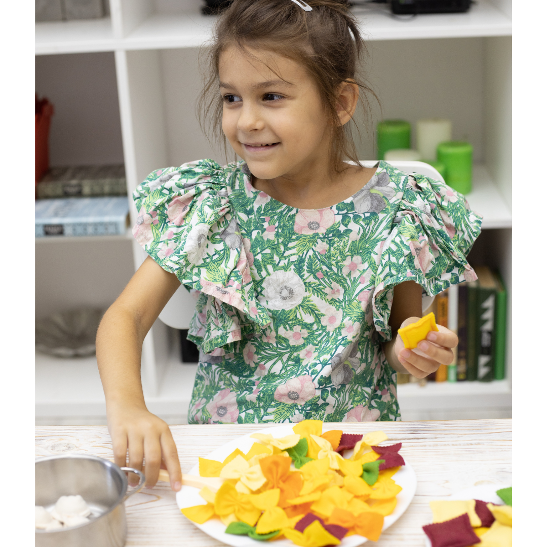 Pasta multi colored farfalle, bow tie play food