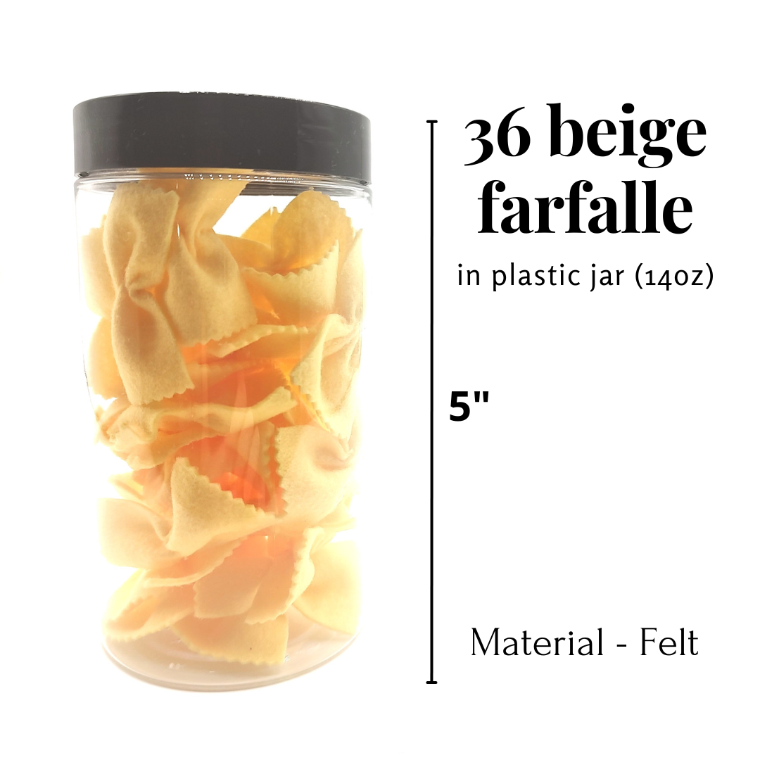 Pasta beige farfalle, bow tie play food