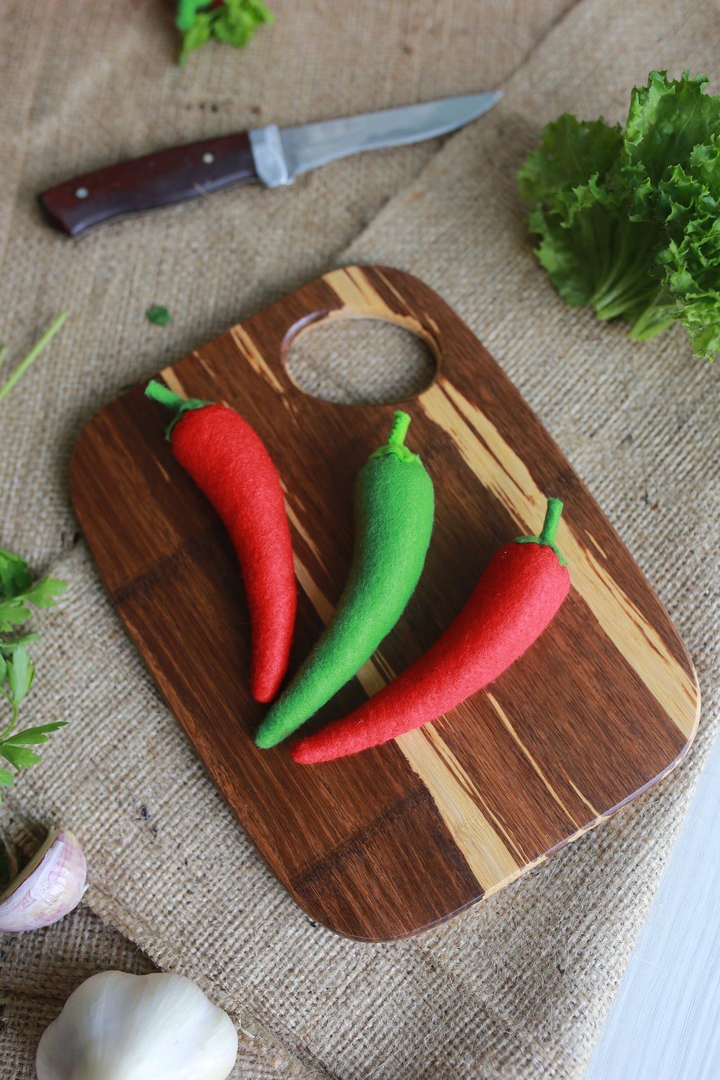 Pepper chili play food, felt food vegetables