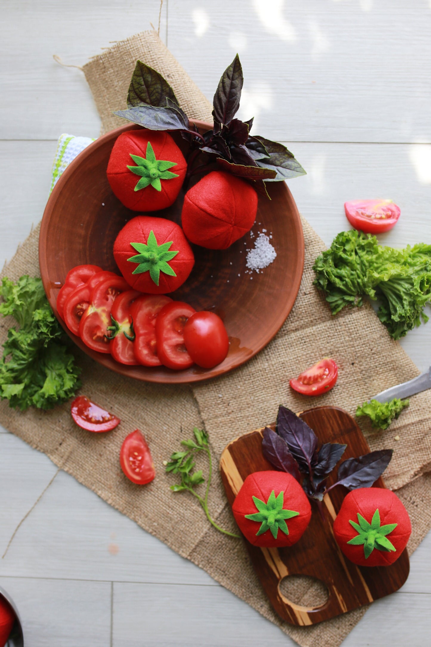 Tomato play food, felt food vegetables