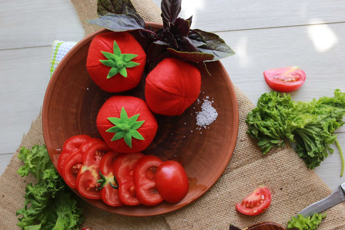 Tomato play food, felt food vegetables