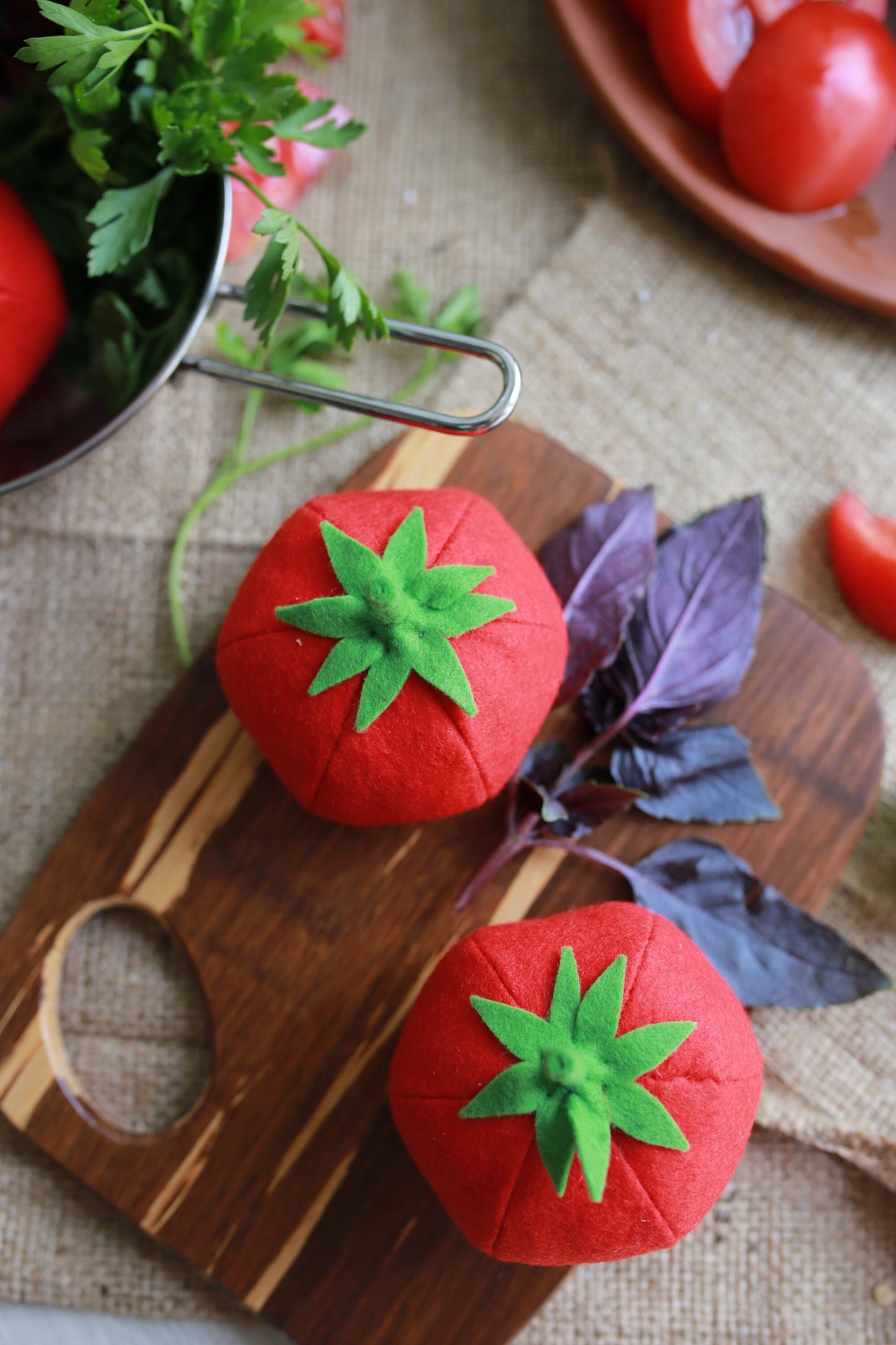 Tomato play food, felt food vegetables