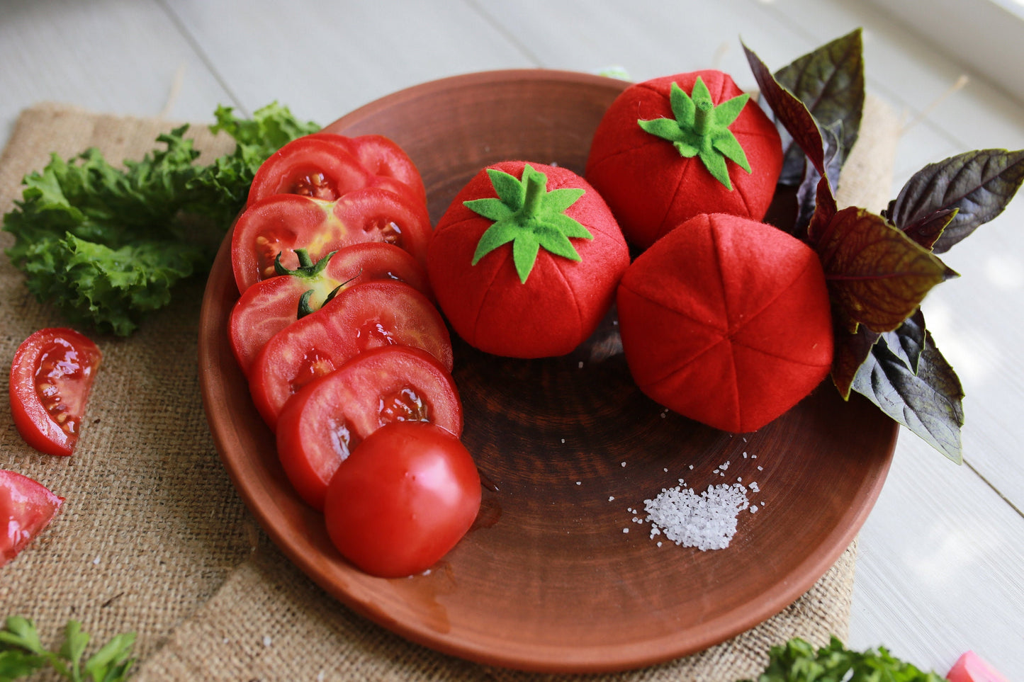 Tomato play food, felt food vegetables