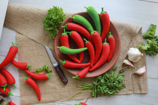 Pepper chili play food, felt food vegetables