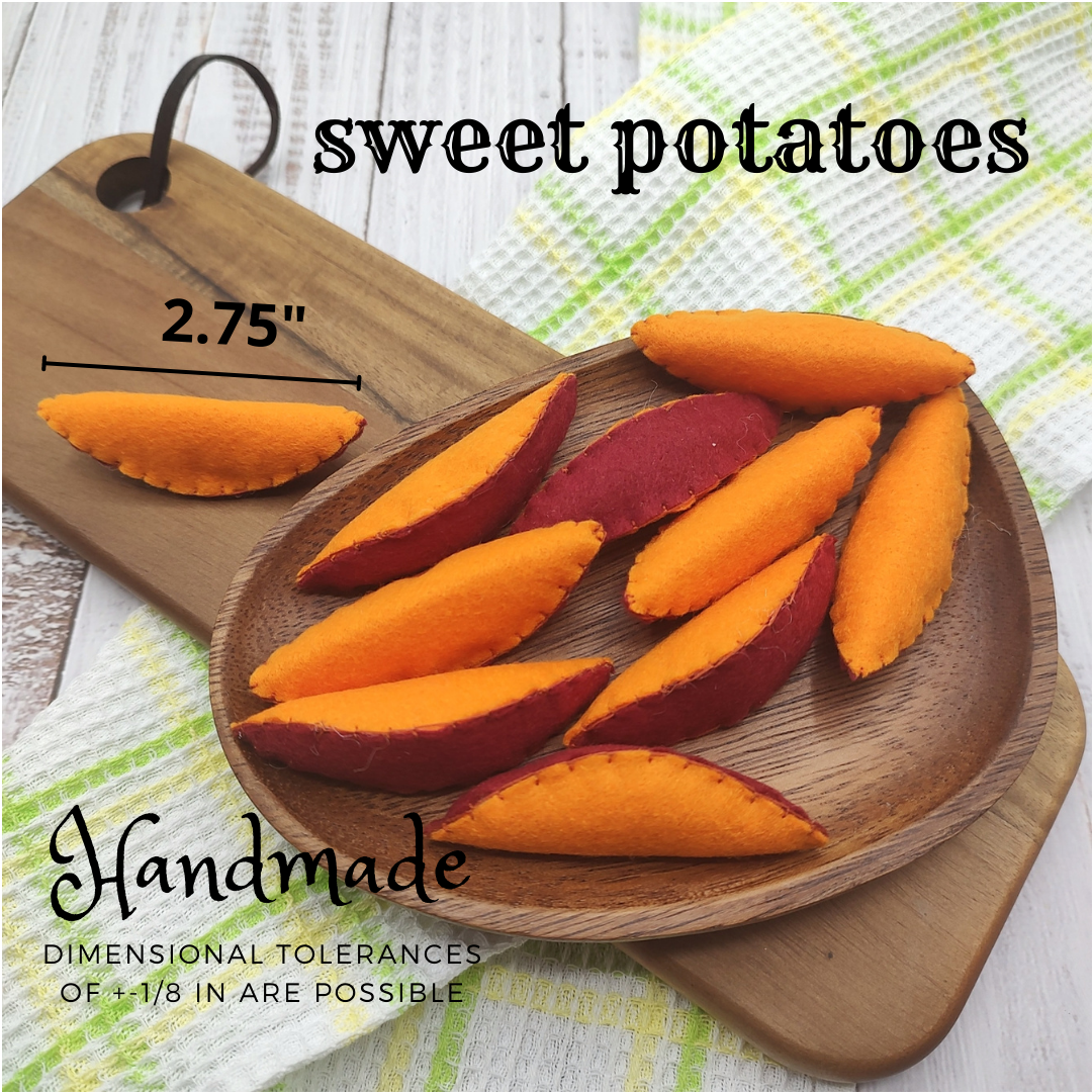 Roasted quarter potato, baked sweet potato play food